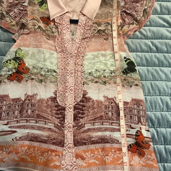 Alice + Olivia Multicolor Blouse with Pink Collar - Picture 8 of 11